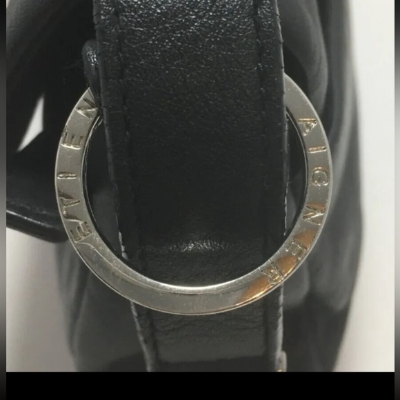 Ettenne Aigner Genuine Leather Shoulder Bag Black Silver Hardware Dark Academia - Picture 5 of 16